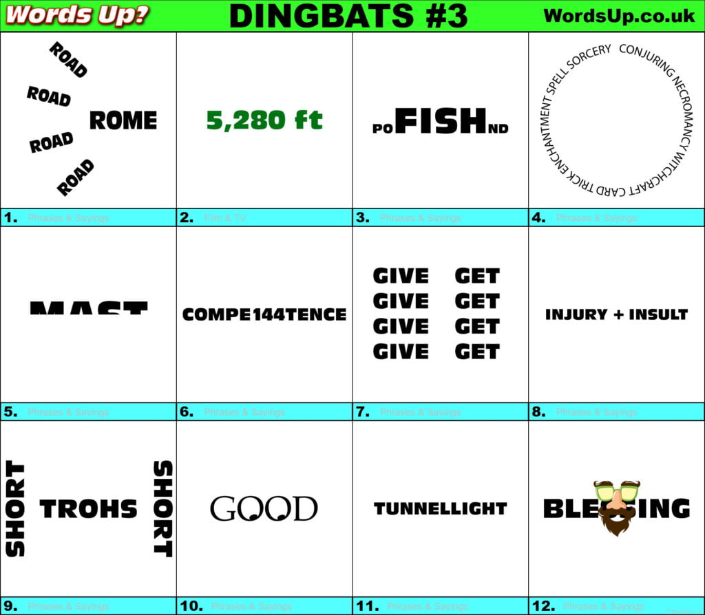 Dingbats Quiz 3 Find The Answers To Over 710 Dingbats Words Up Games