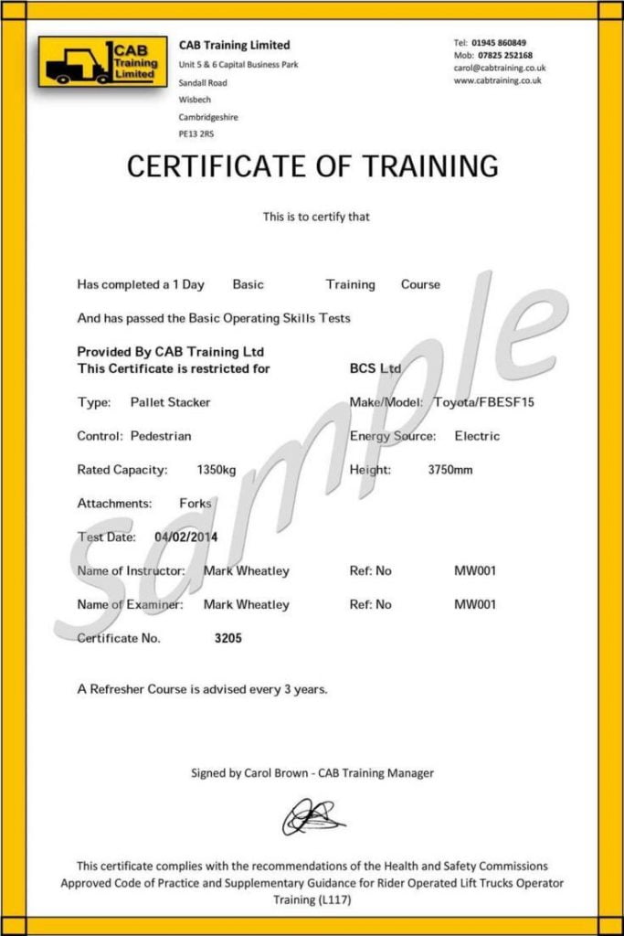 Fresh Forklift Certification Card Template Certificate Templates Card Templates Free Certificate Of Achievement Template