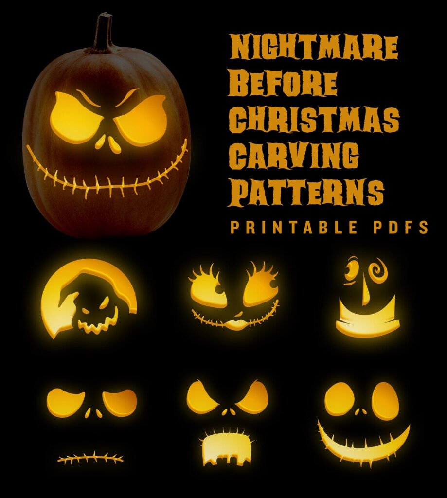 Free Printable Nightmare Before Christmas Pumpkin Stencils