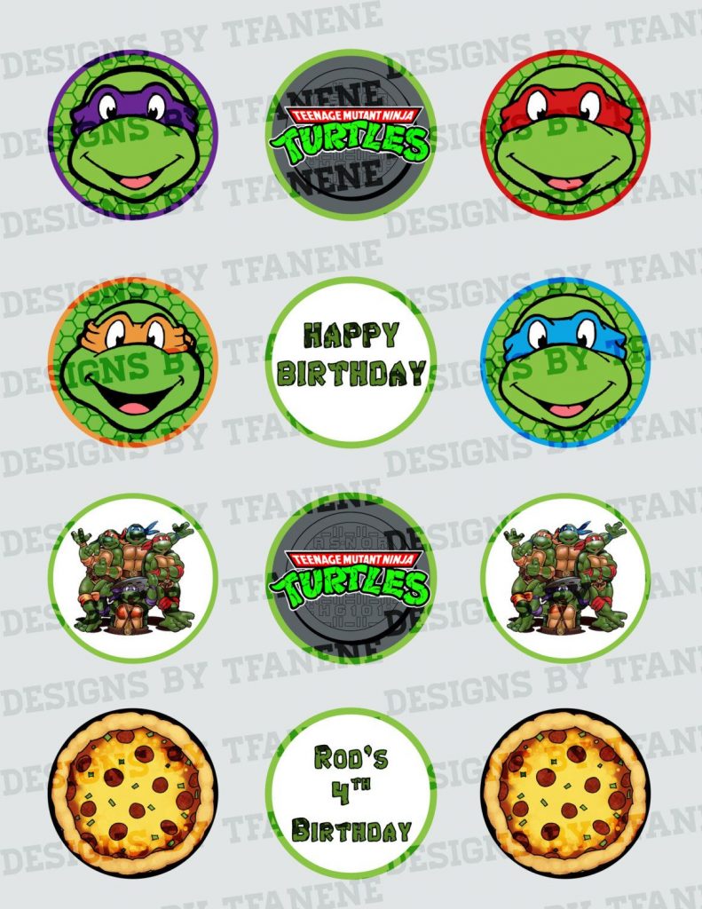 Personalized Teenage Mutant Ninja Turtles TMNT Printable Cupcake Toppers Teenage Mutant Ninja Ninja Turtle Birthday Ninja Turtles