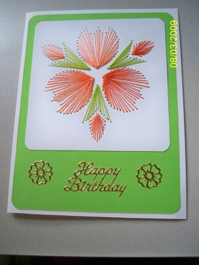Simple Embroidered Card This One Comes Up A Treat Especially In Variegated Threads Paper Embroidery Card Patterns Cards Handmade