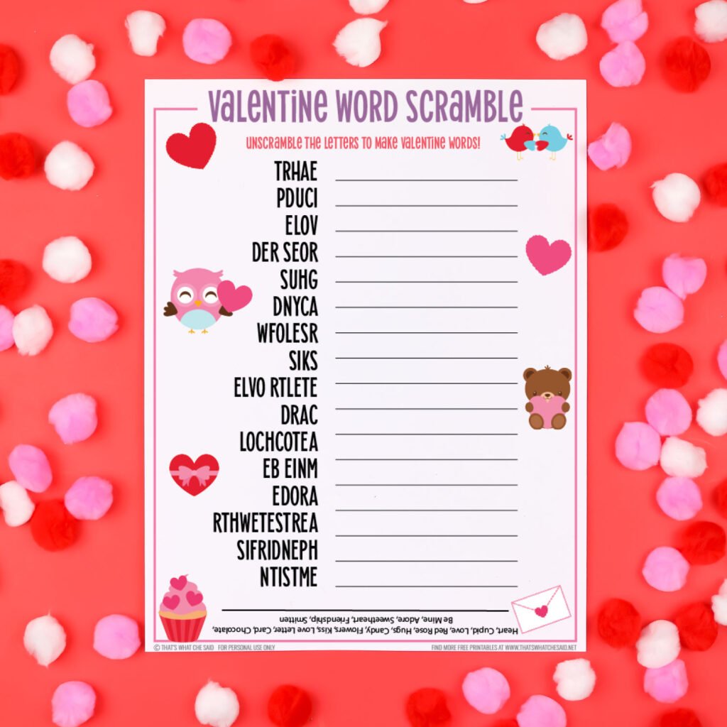 Free Printable Valentine Games For Adults Printable Lab