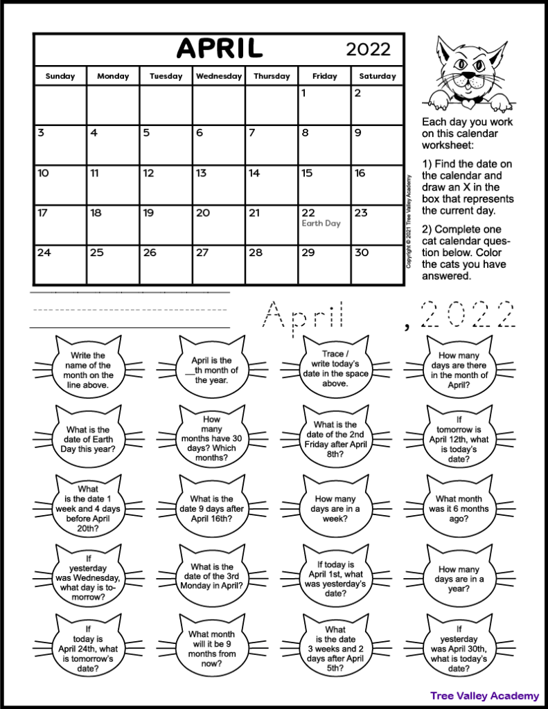 1st Grade Math Calendar Crossword Printable