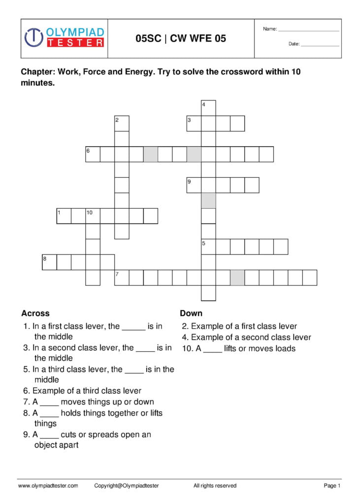 Class 5 Science Crossword Puzzles WFE Puzzles For Kids Crossword Crossword Puzzles