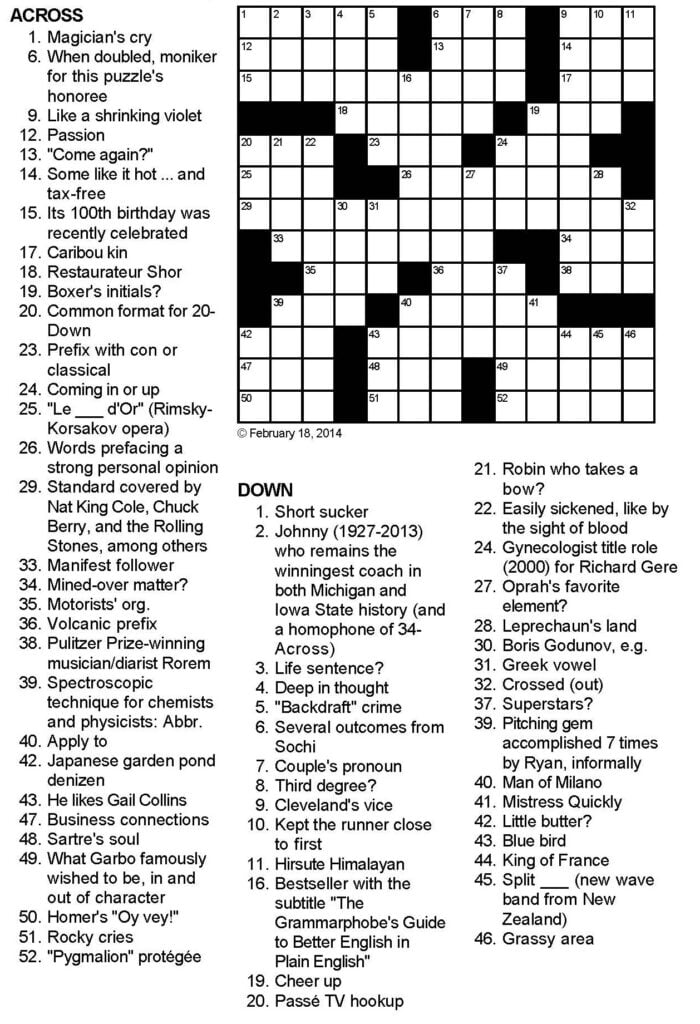 Connecticut Transfer Crossword Puzzle