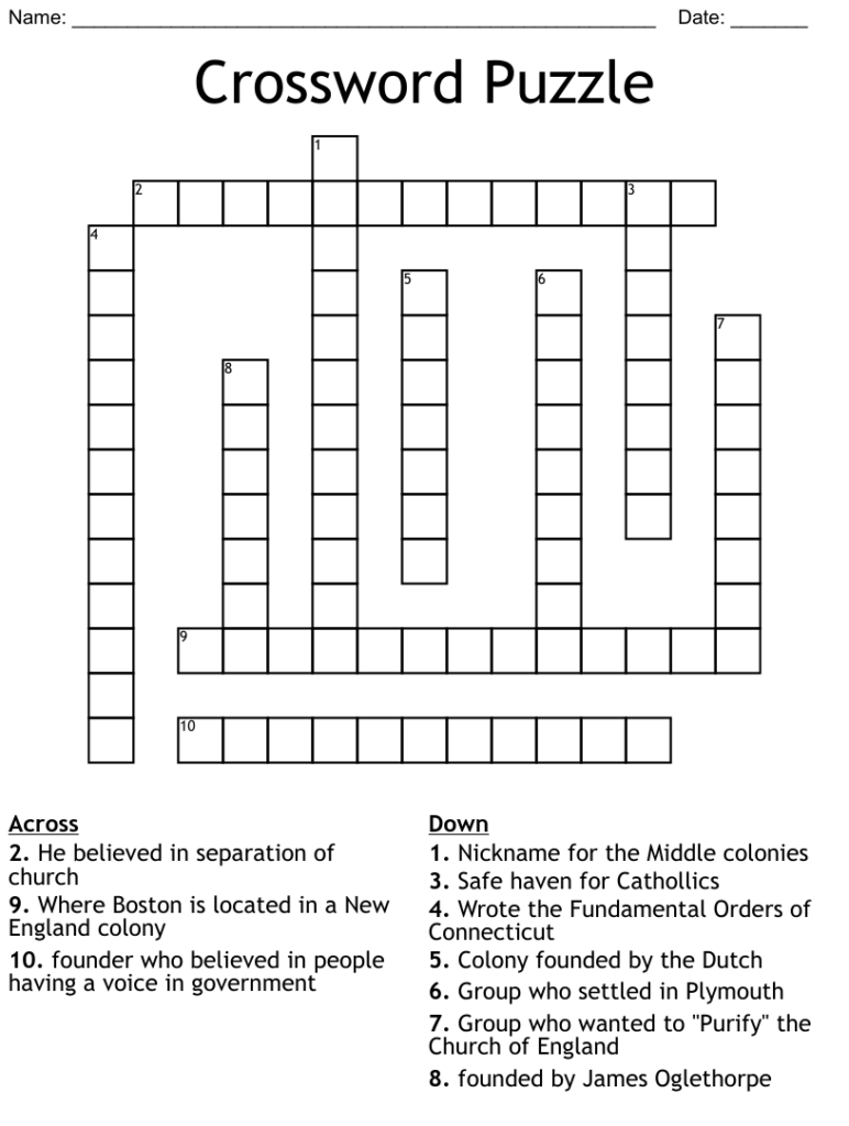 Connecticut Crossword Printable