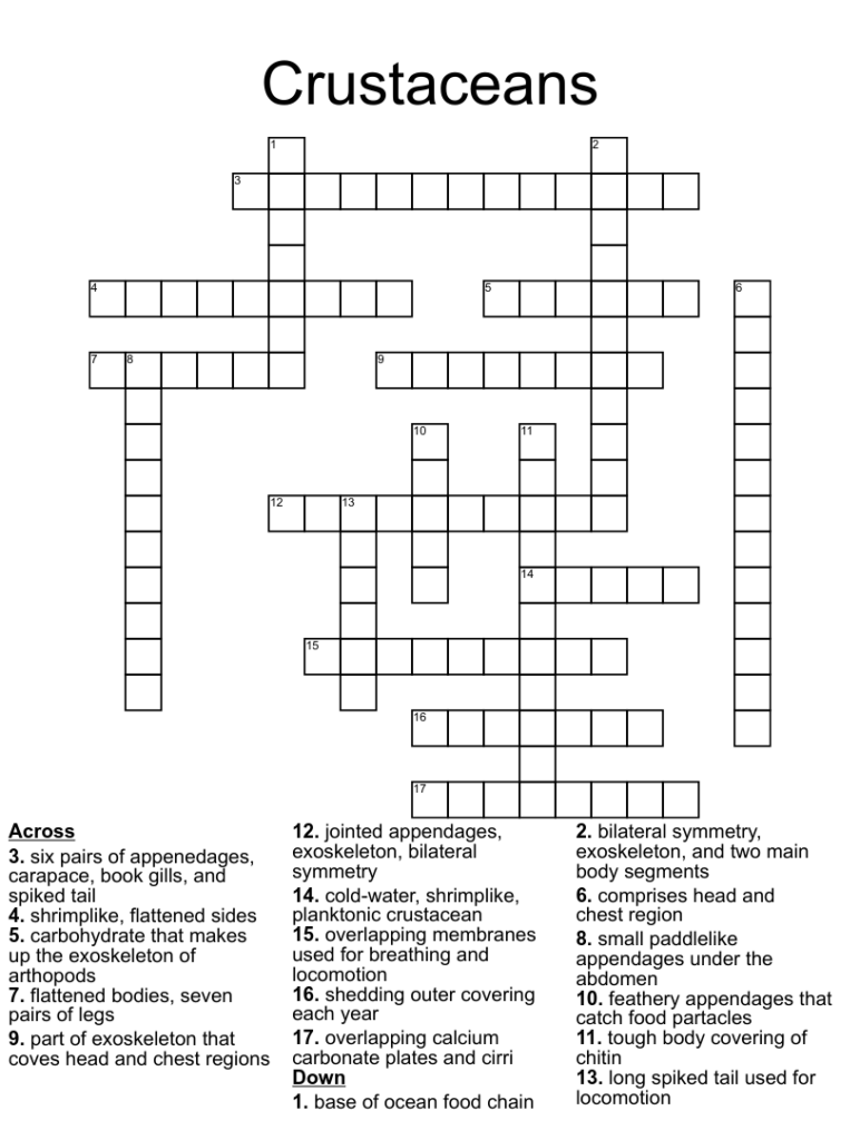 Crustaceans Crossword WordMint