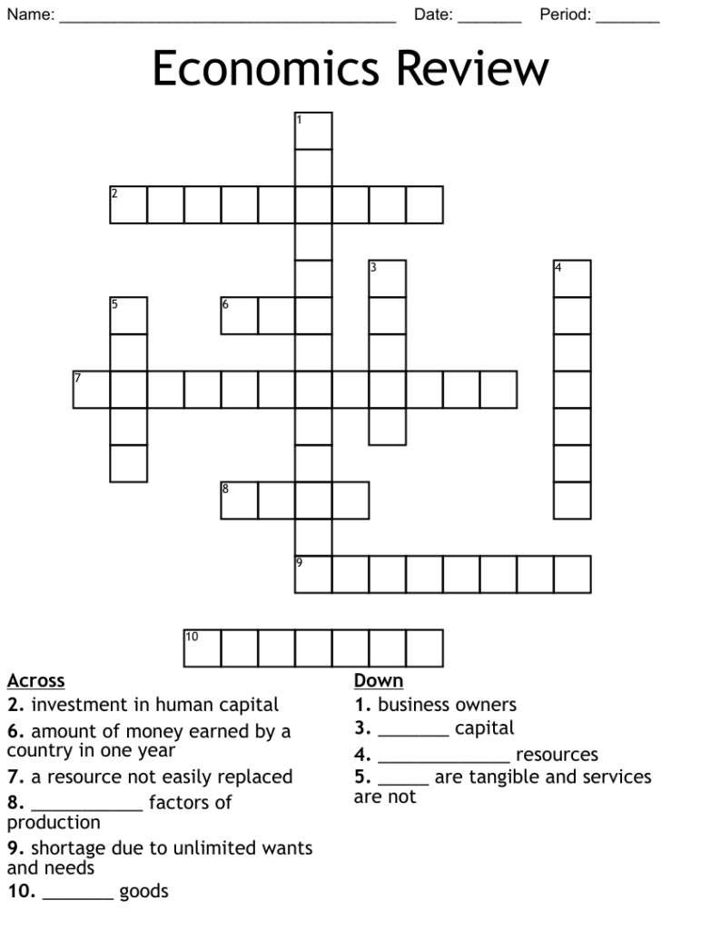 Economics Crosswords Word Searches Bingo Cards WordMint