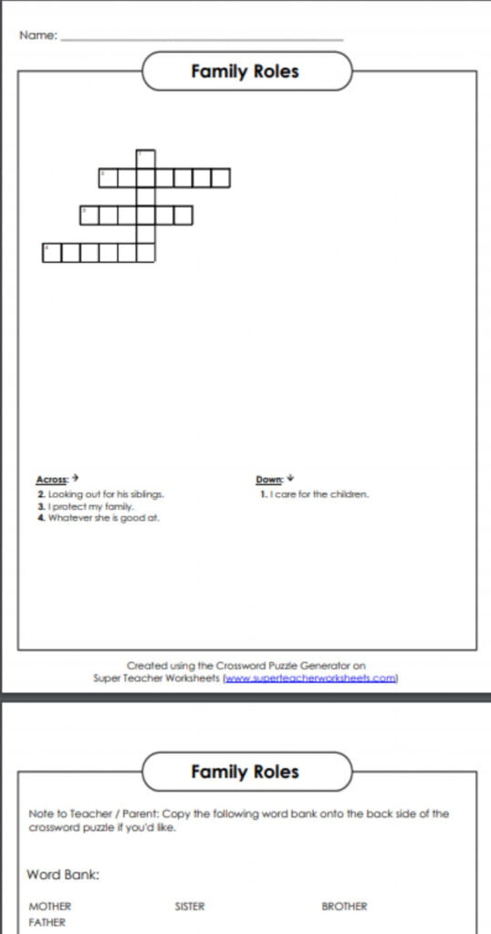 Family Roles Interactive Worksheet