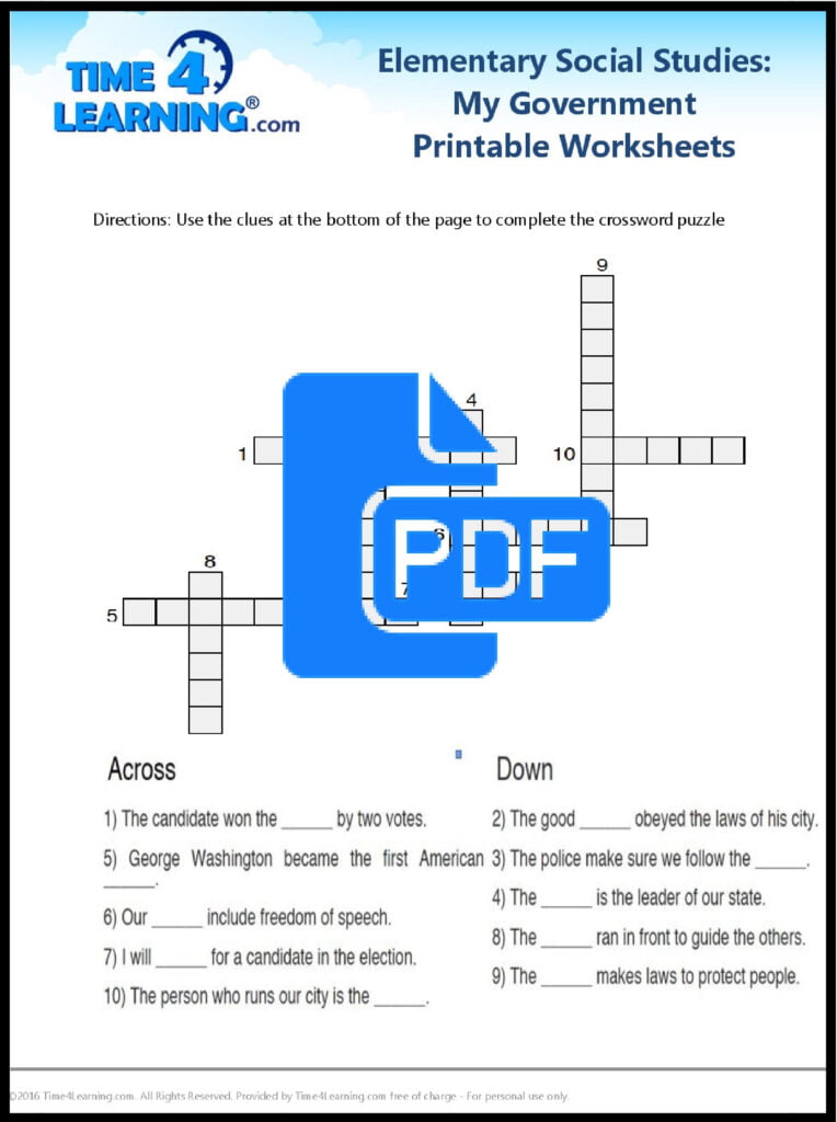 4th Grade Social Studies The Pacific States Crossword Printable