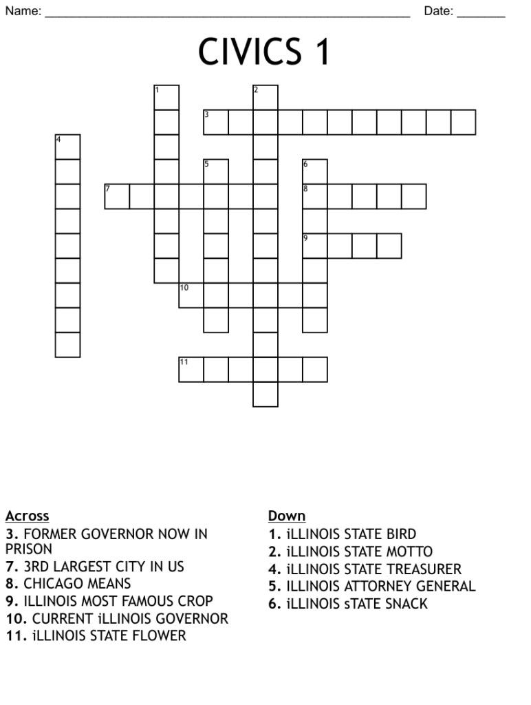 Illinois Crossword Printable