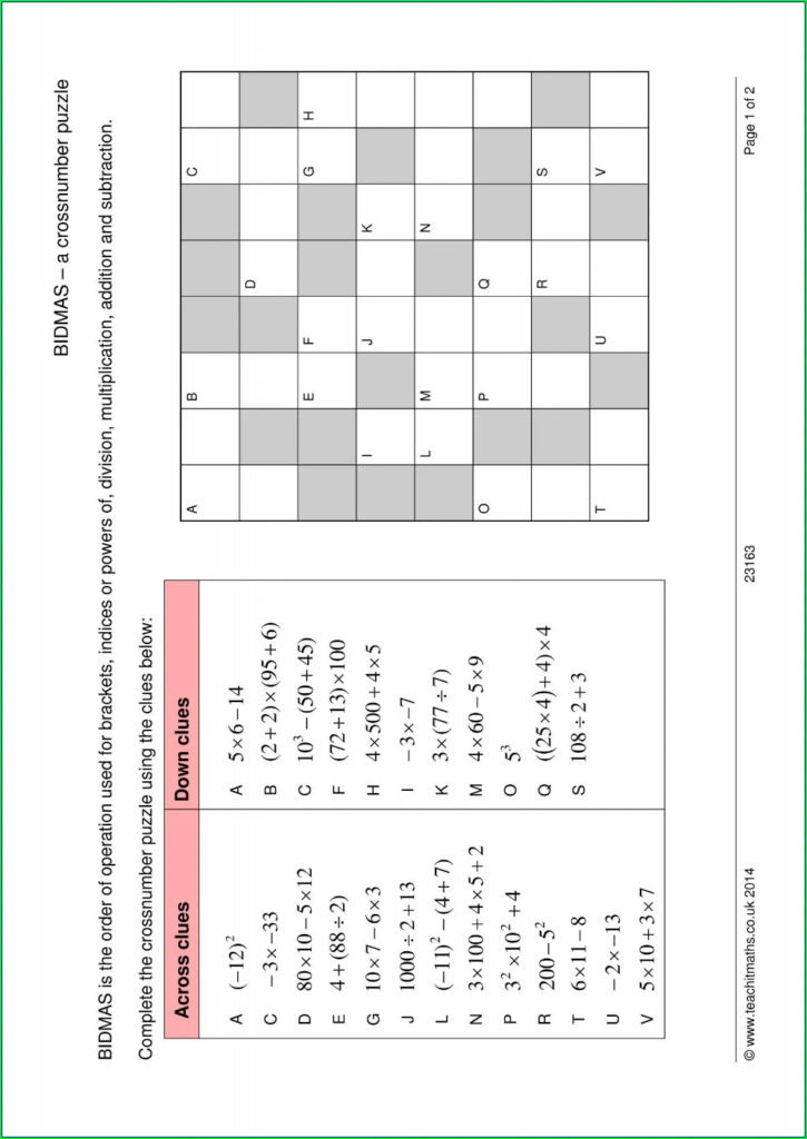 Order Of Operations Crossword Puzzle Worksheet Worksheet Resume Examples Order Of Operations Integer Operations Math Integers