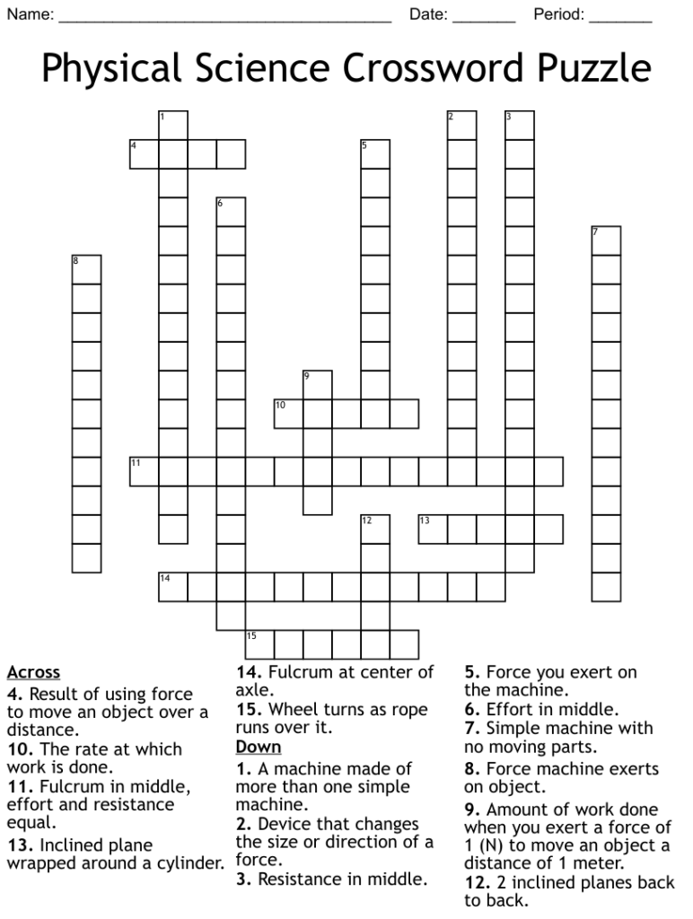 Physical Science Crossword Puzzle WordMint