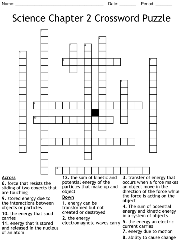 Science Chapter 2 Crossword Puzzle WordMint