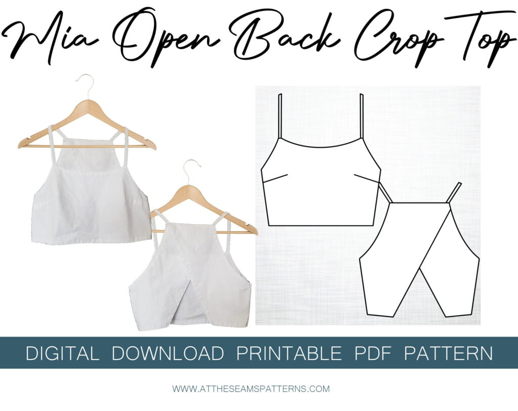 Sewing Pattern Open Back Crop Top Digital PDF File Etsy