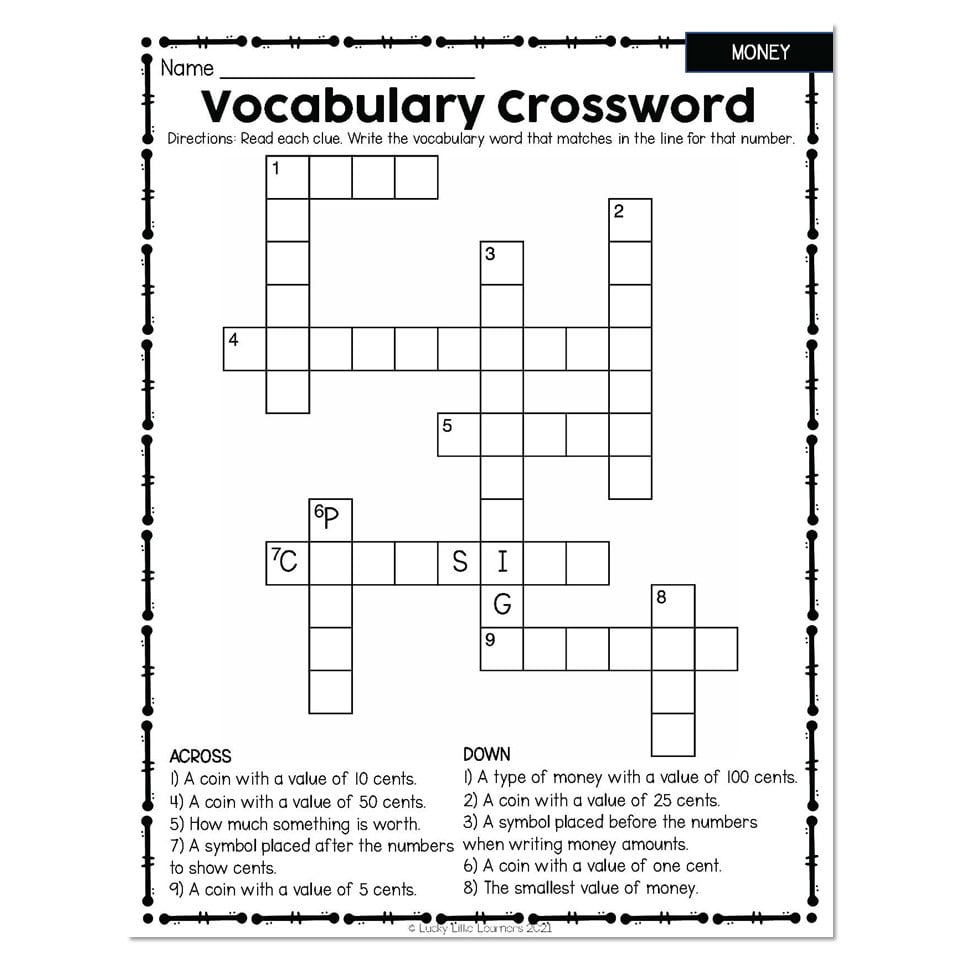 5th Grade Math Data Collection Crossword Printable