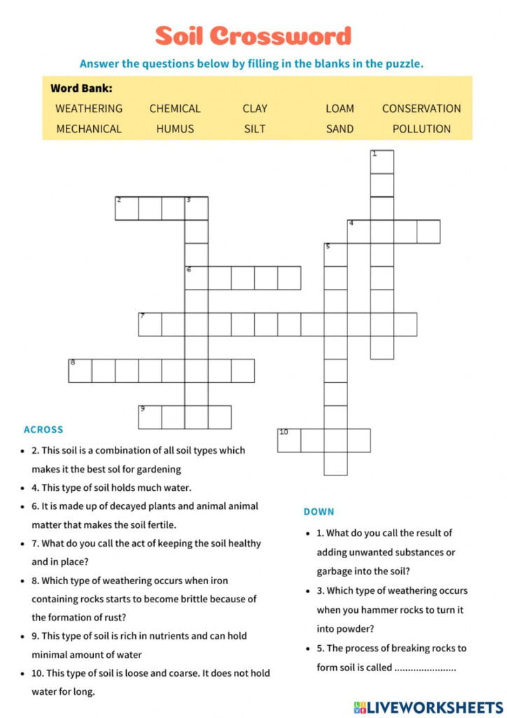 2nd Grade Science Matter Crossword Printable