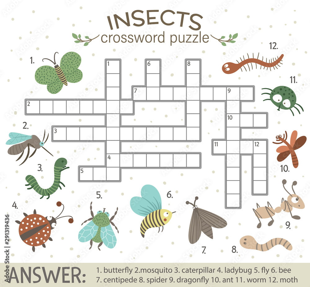 Animals Butterflies Crossword Printable