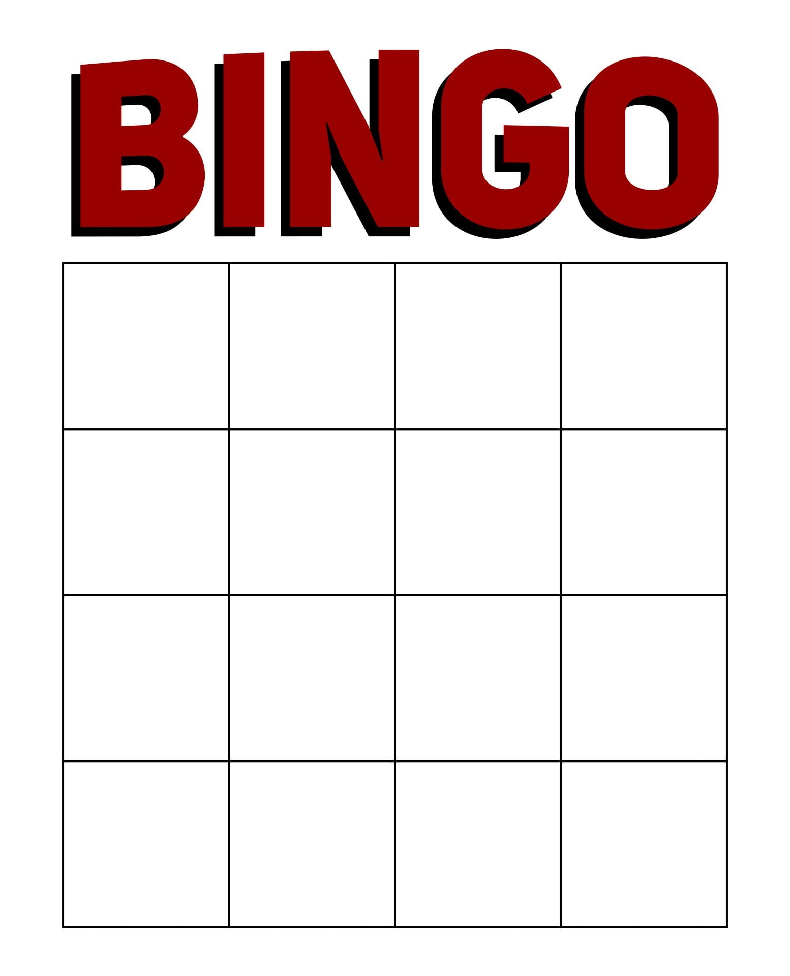 Printable Empty Bingo Cards