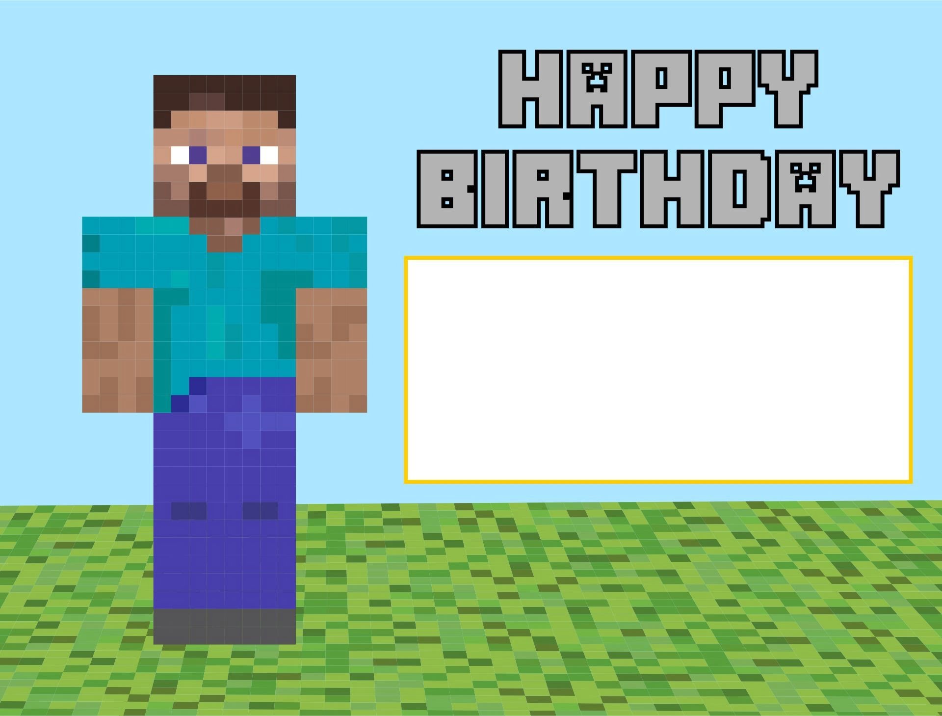 Printable Birthday Cards Minecraft