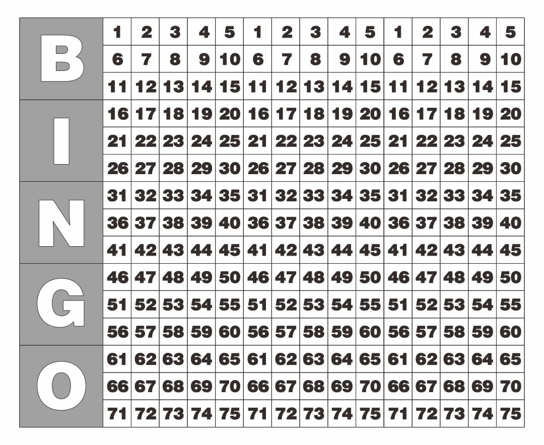 Printable Bingo Master Sheet