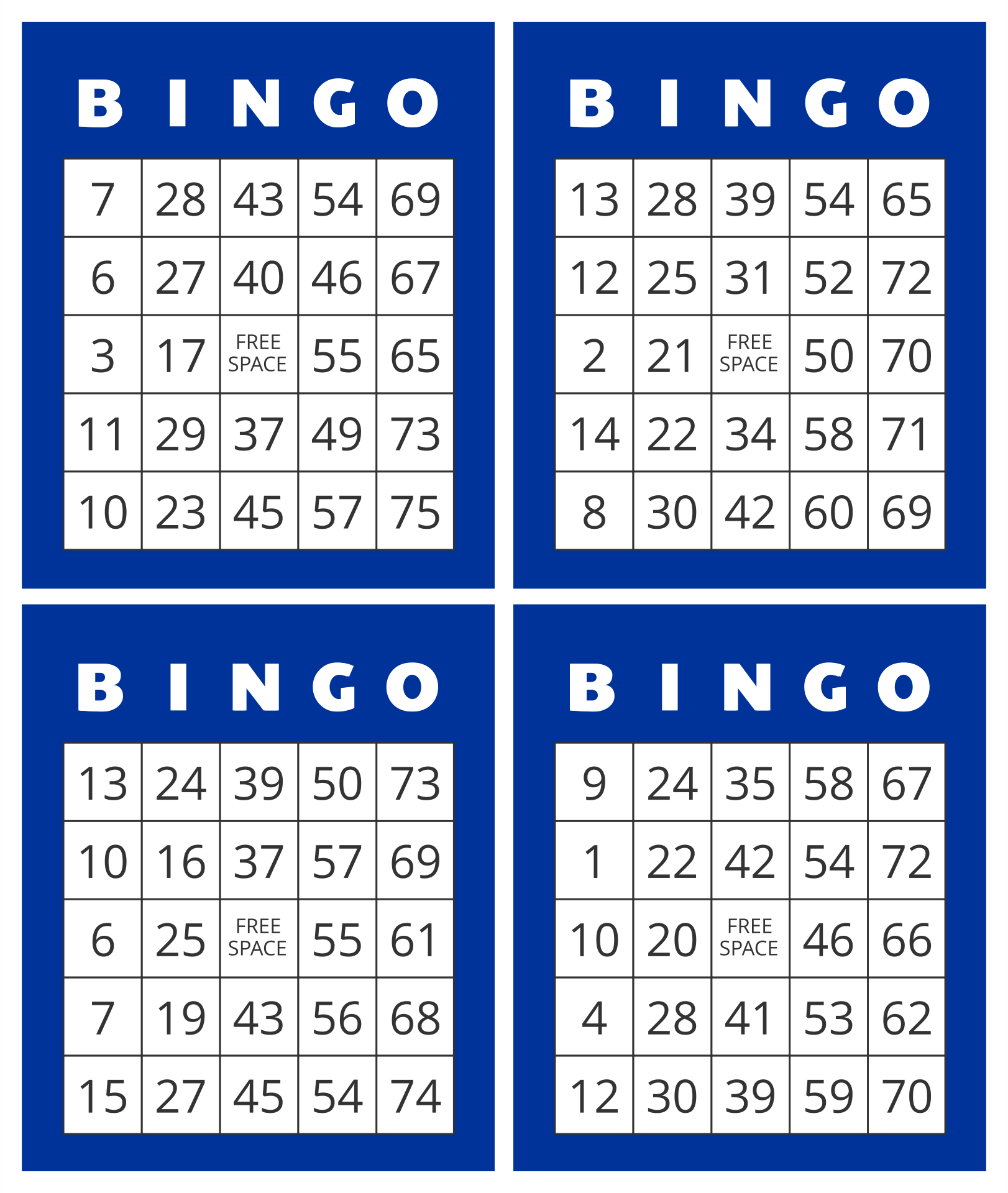 Printable Bingo Cards 1-75