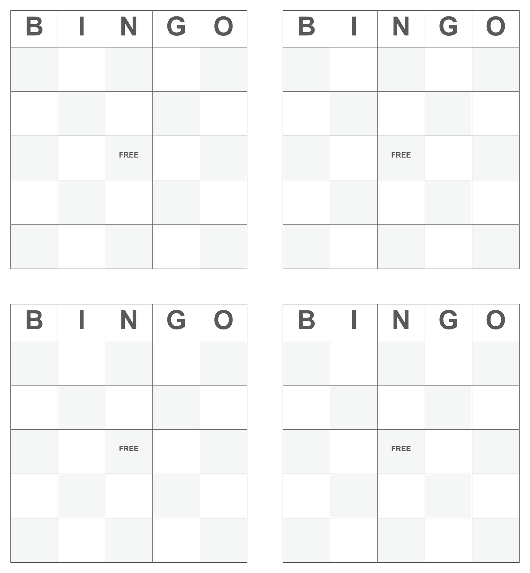 Printable Bingo Cards A4