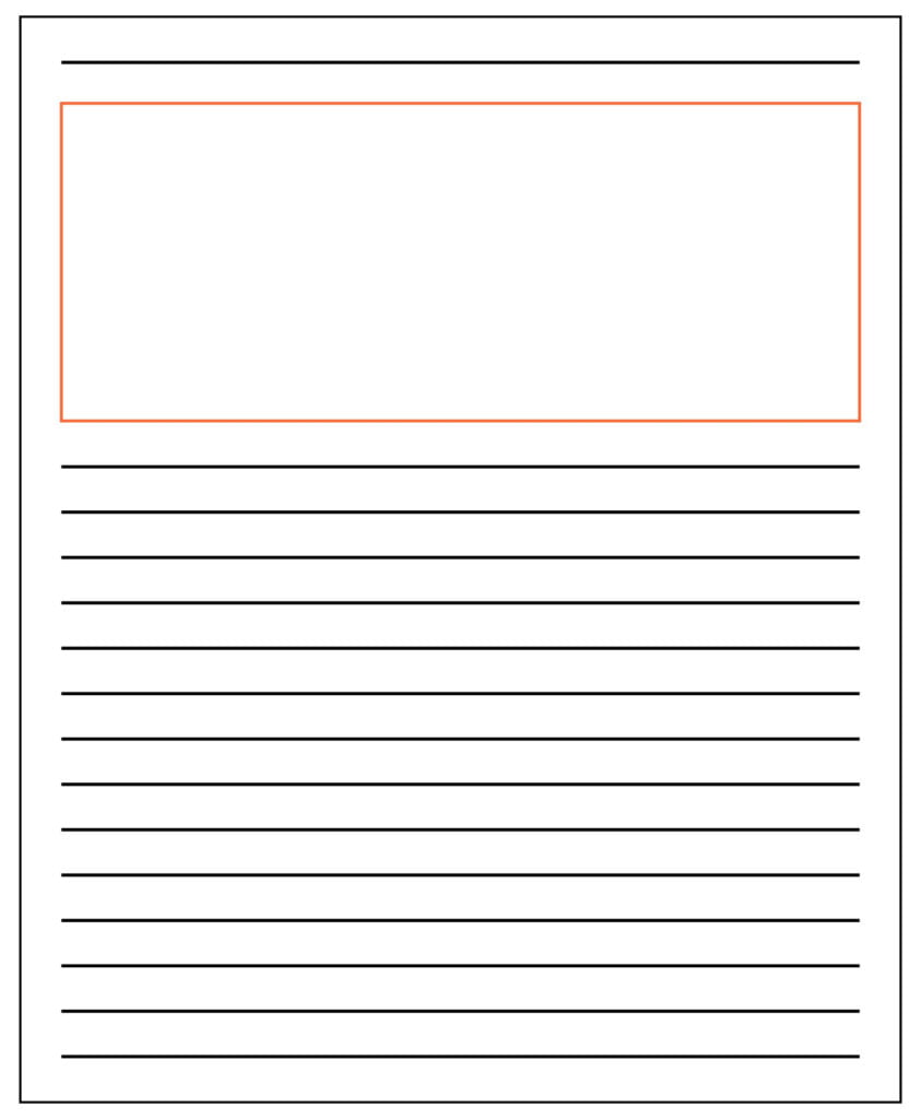free printable lined writing paper with picture box