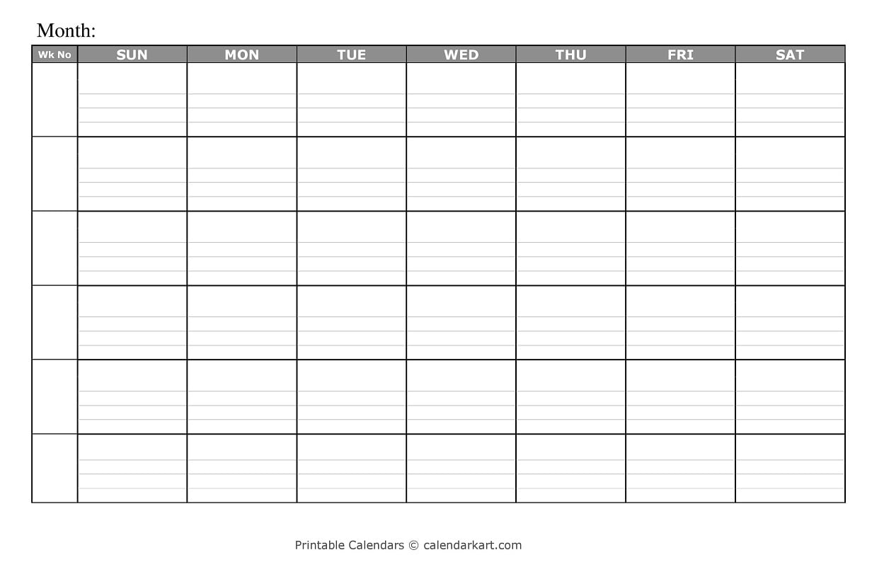 Printable Blank Lined Calendar Printable Lab