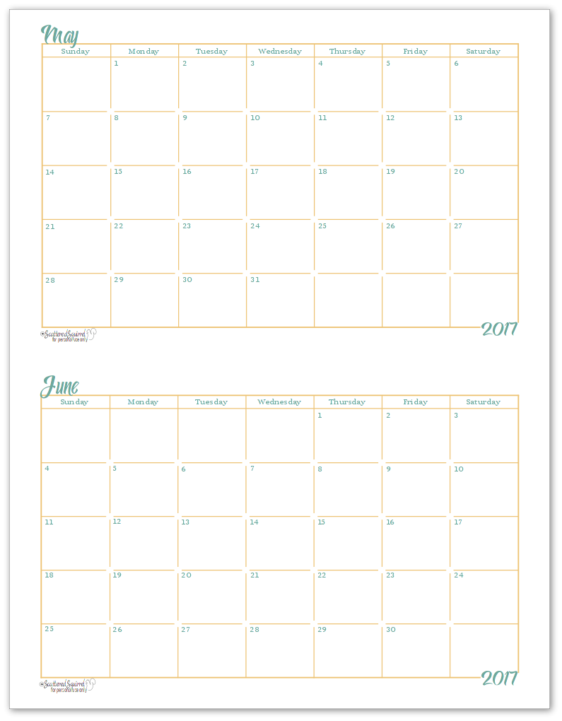 Printable Calendar Half Page