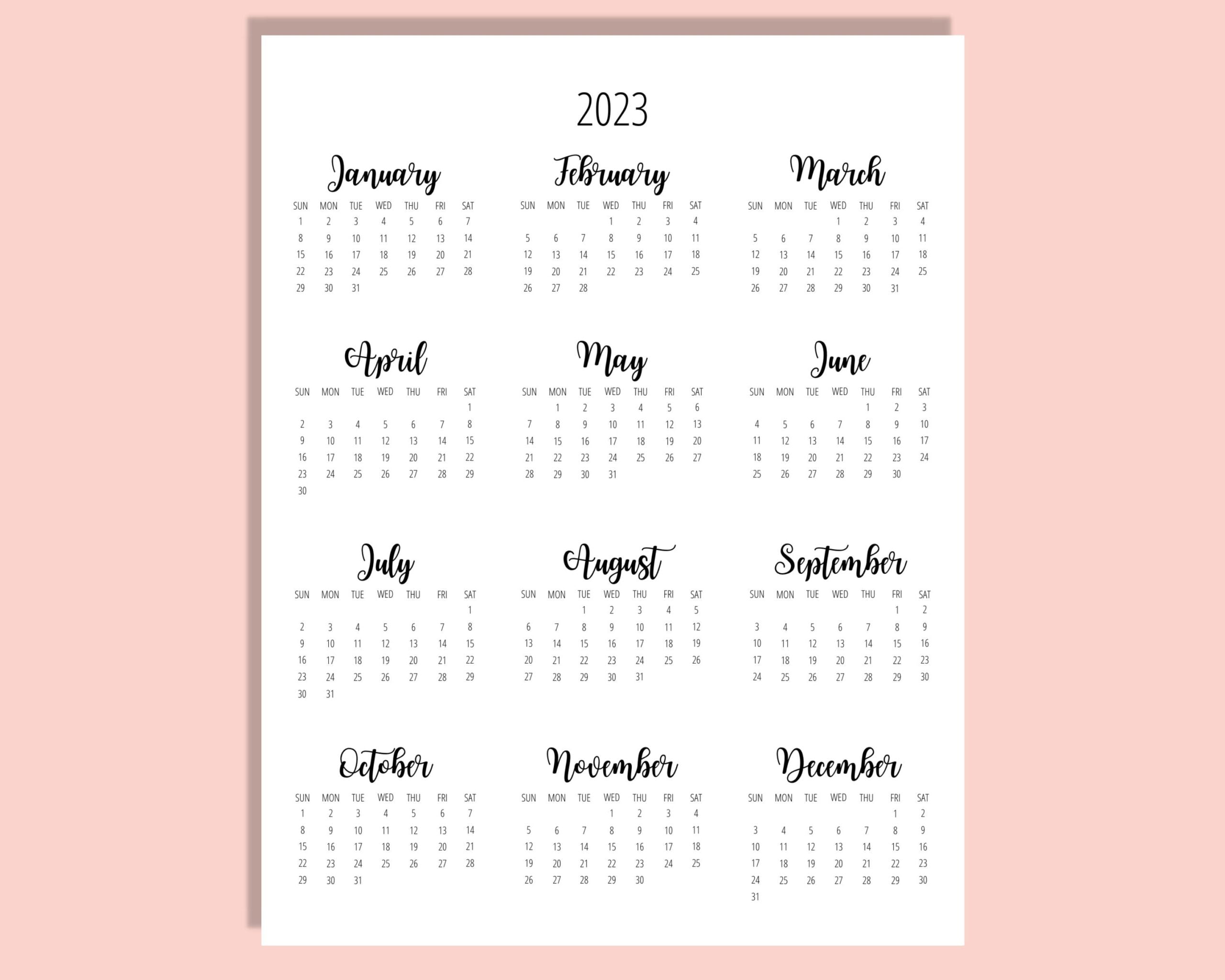 Printable Calendar 2023 Template