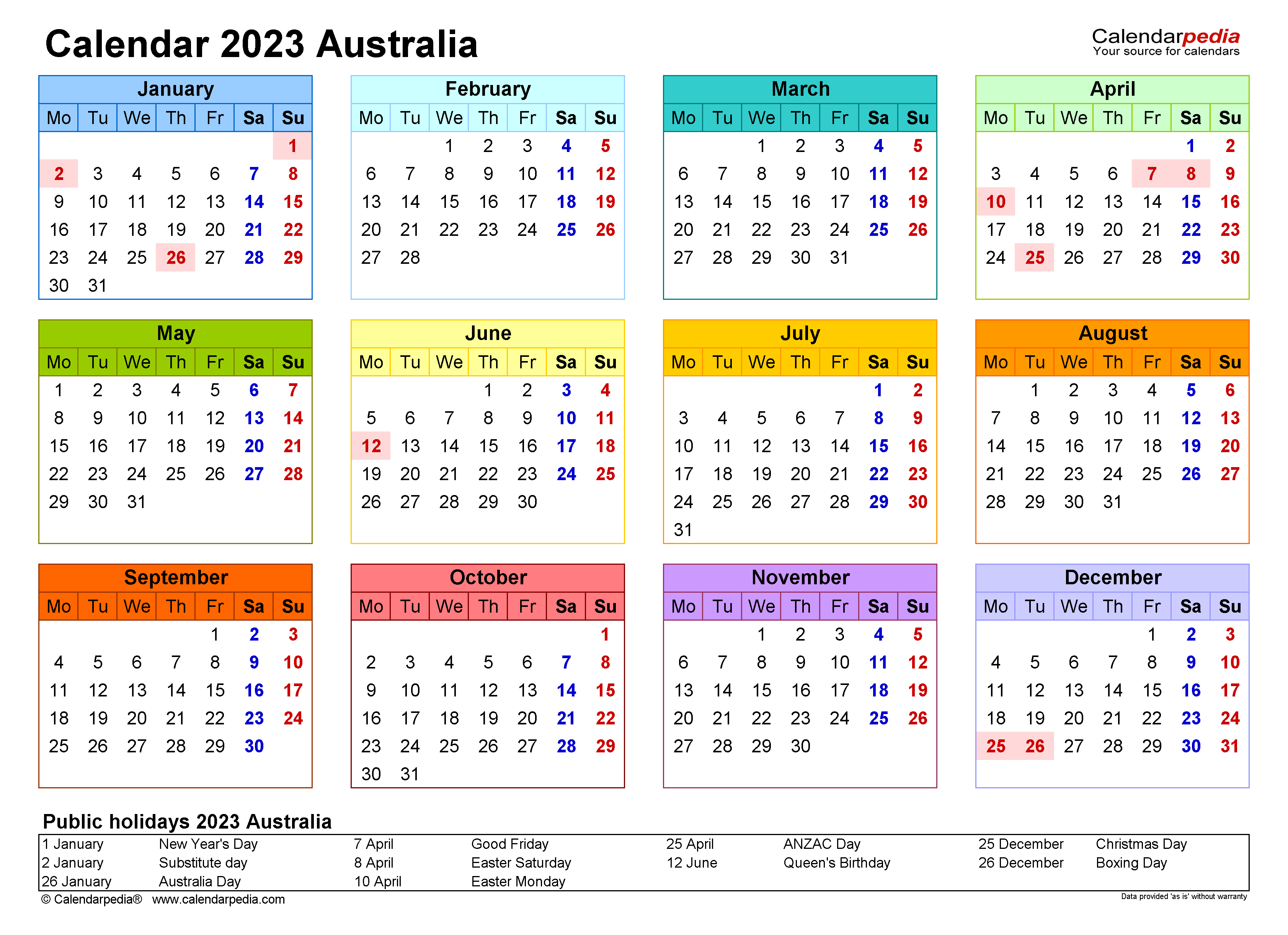 Printable Calendar 2023 Qld