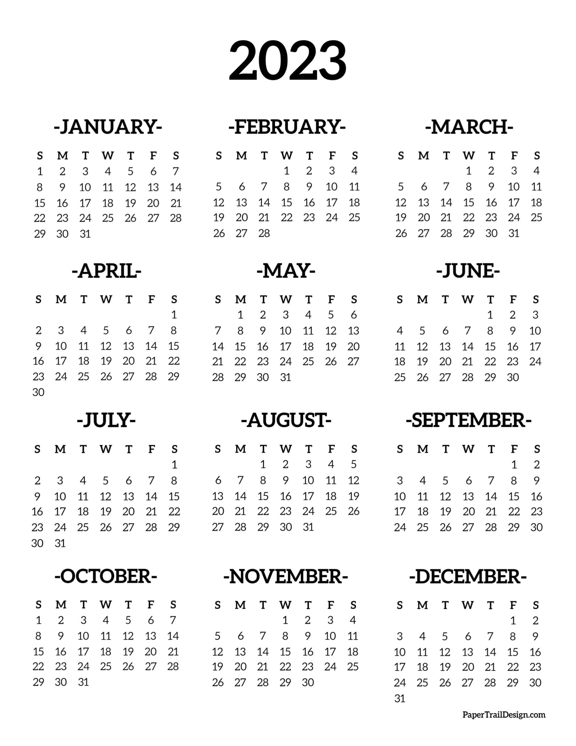 Printable Calendar 2023 Year