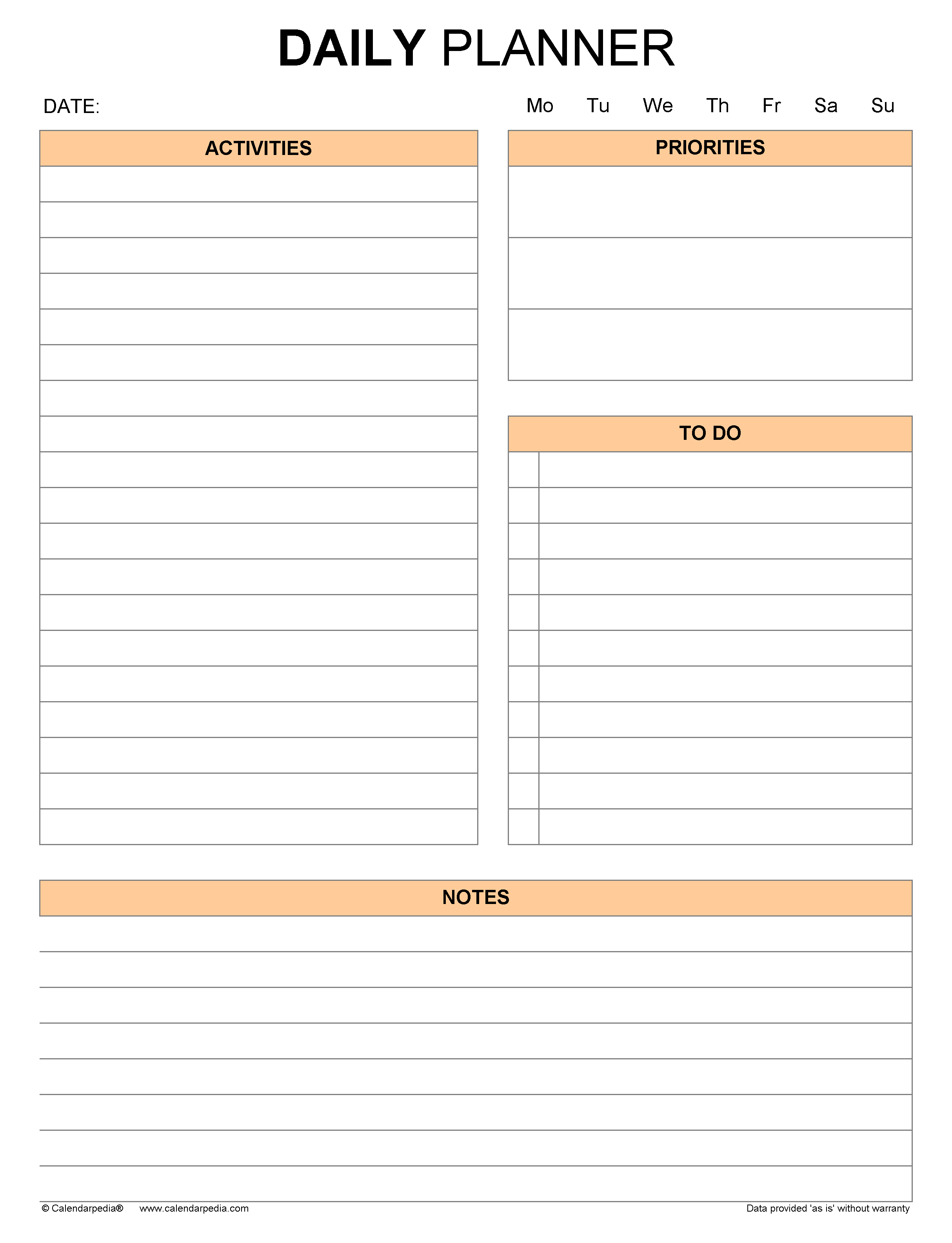 Daily Office Planner Printable Printable Lab