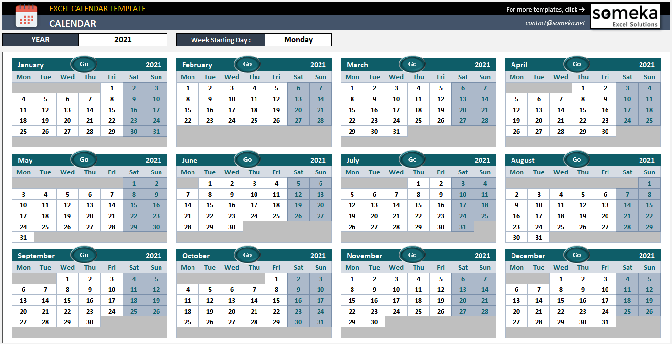 Printable Calendar In Excel