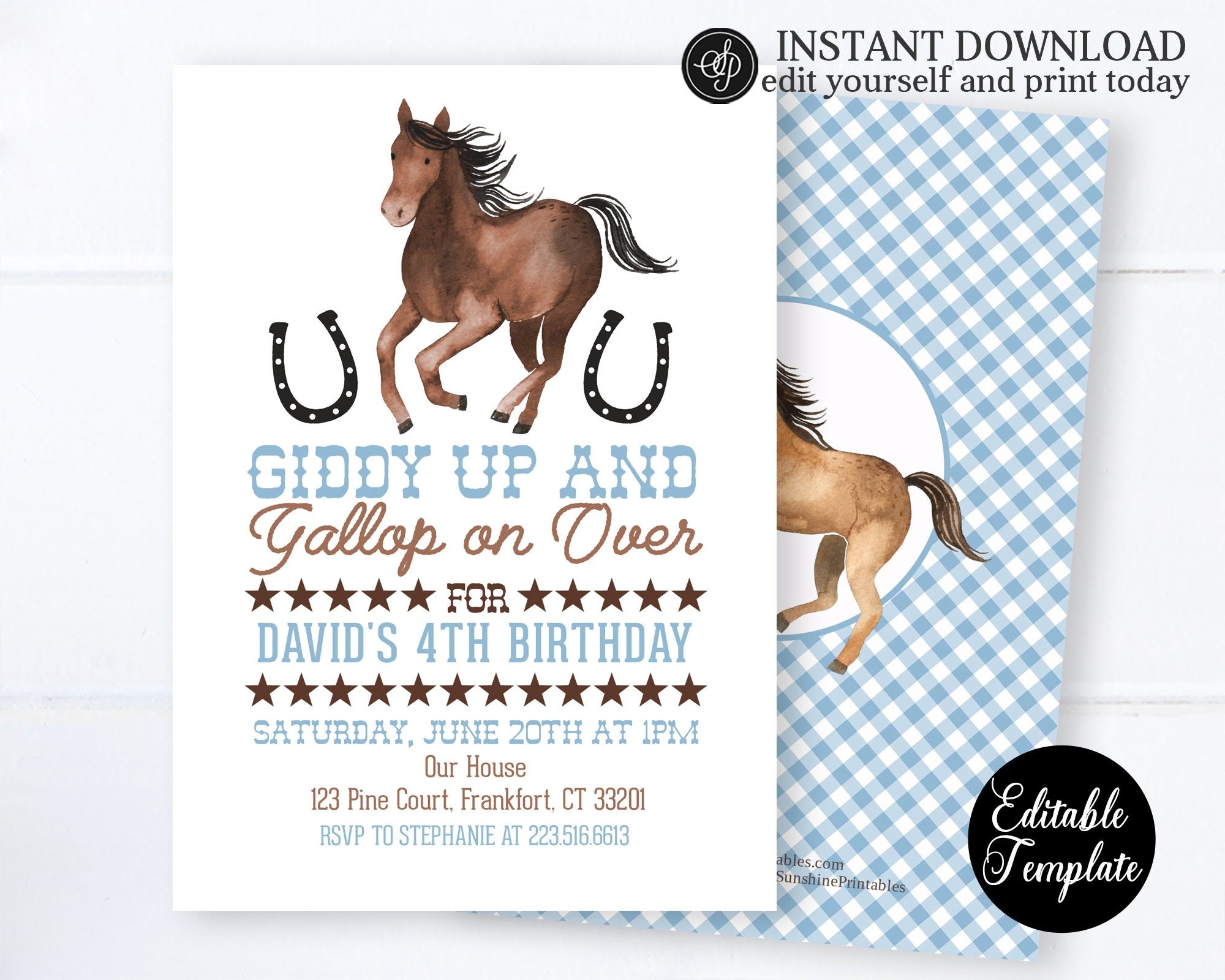 Printable Birthday Invitations Horse