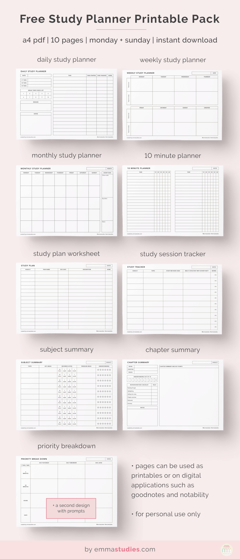 Printable Daily Study Planner
