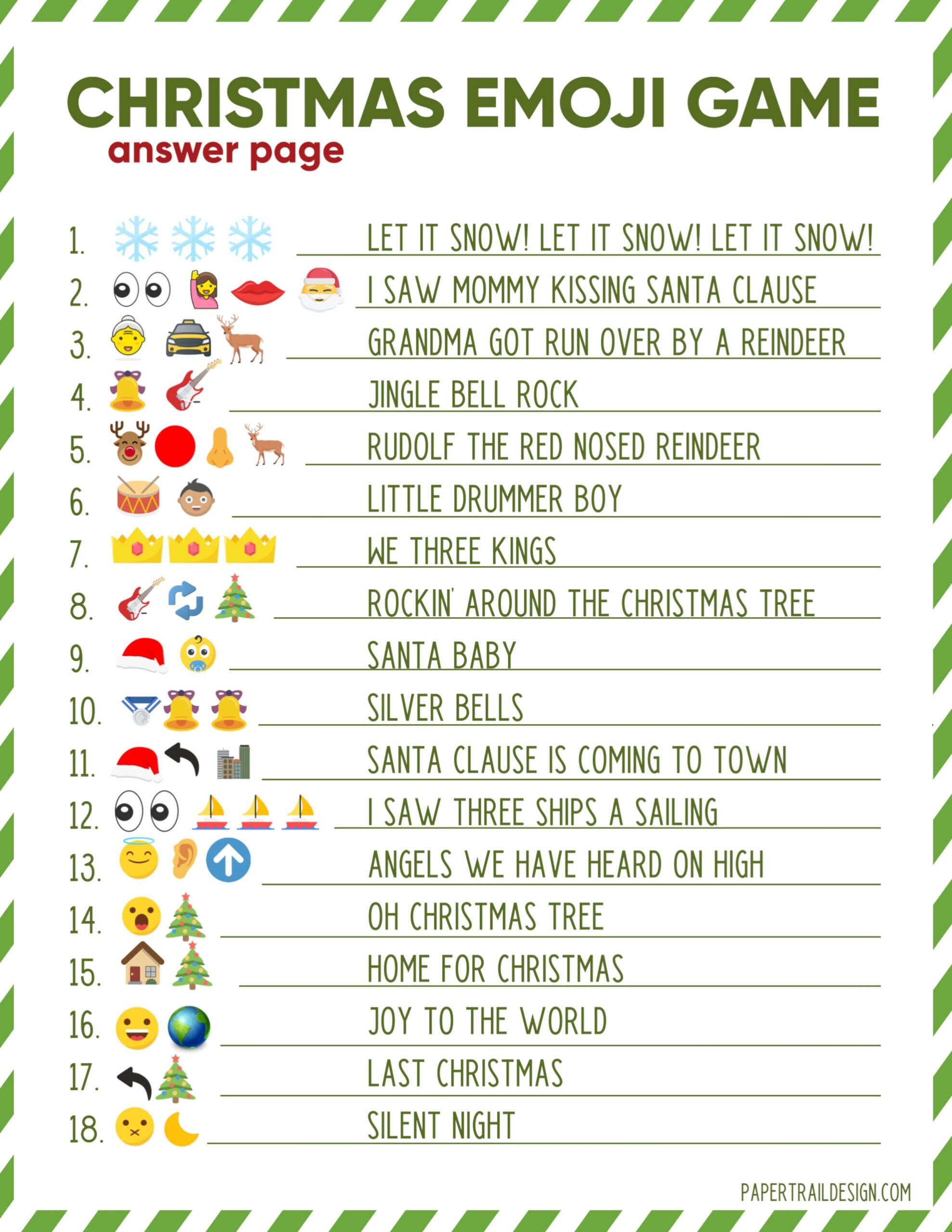 Printable Emoji Christmas Quiz