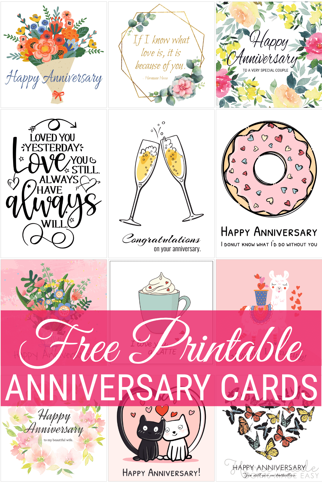 Printable Anniversary Cards (free)
