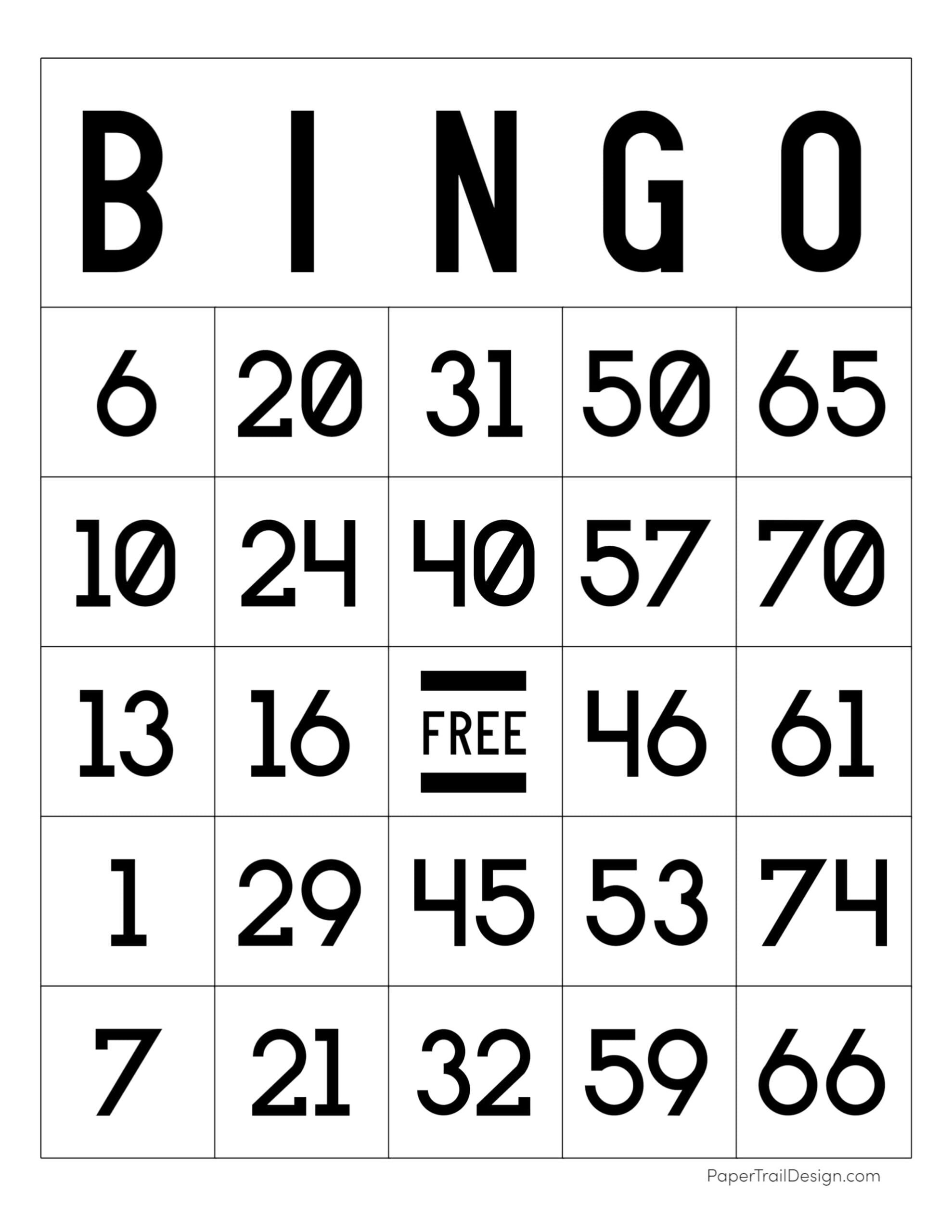 Printable Bingo Cards Generator