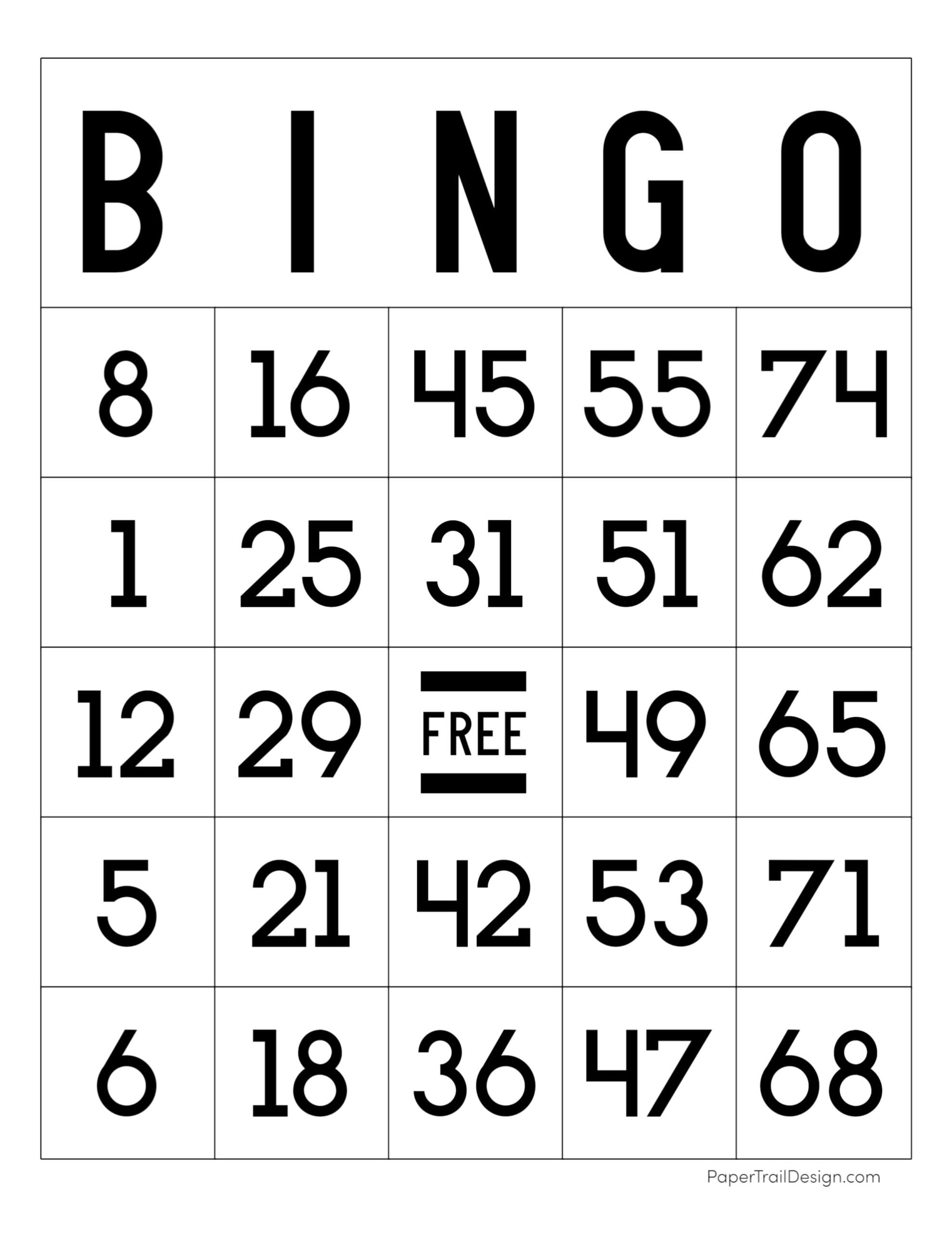 Printable Bingo Cards Template