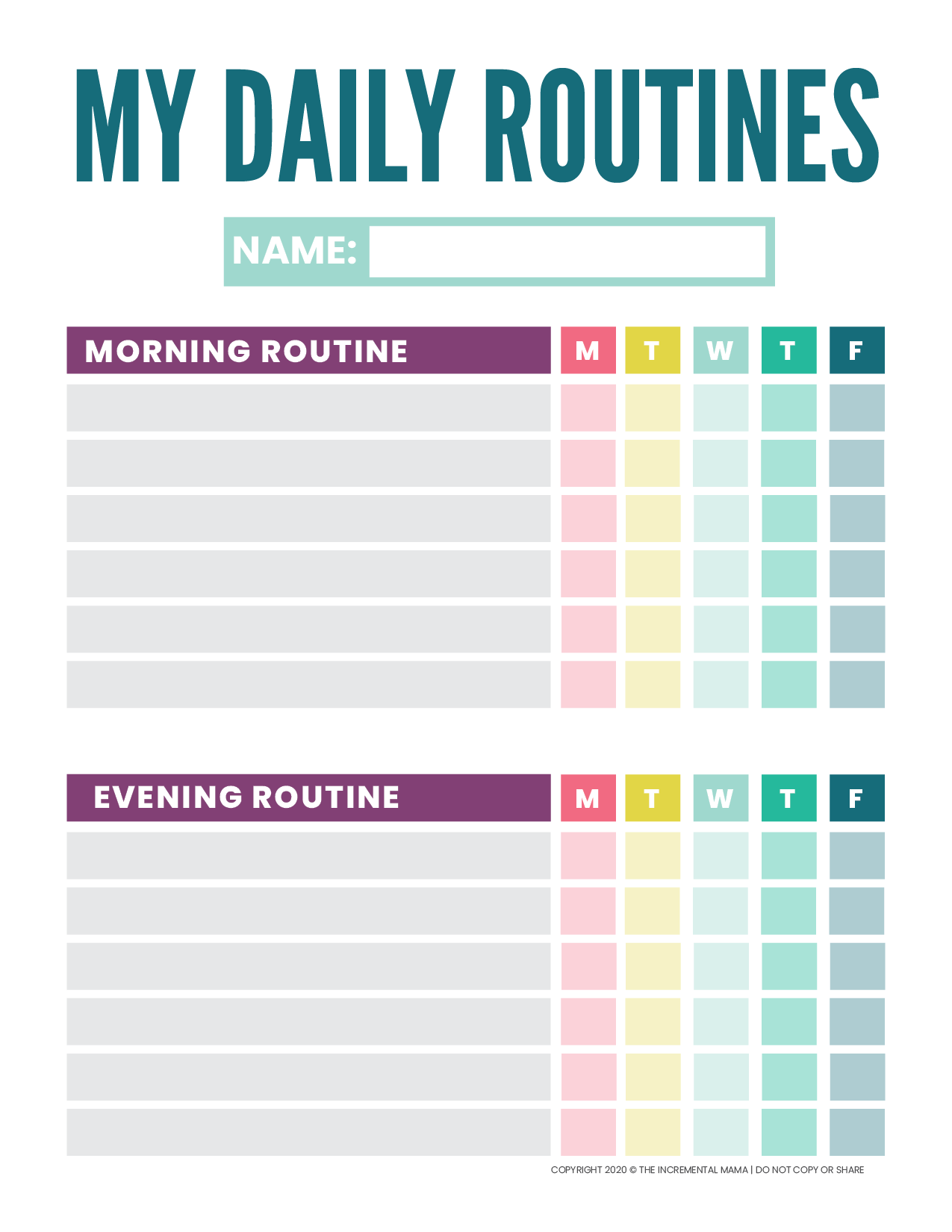 Printable Daily Routine Schedule