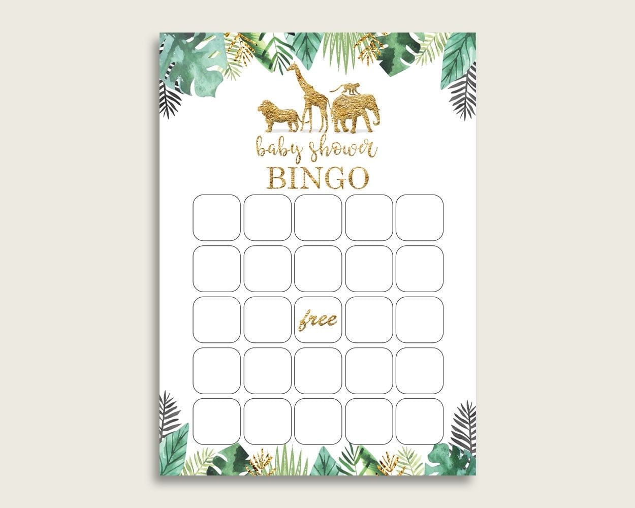 Jungle Bingo Cards Printable