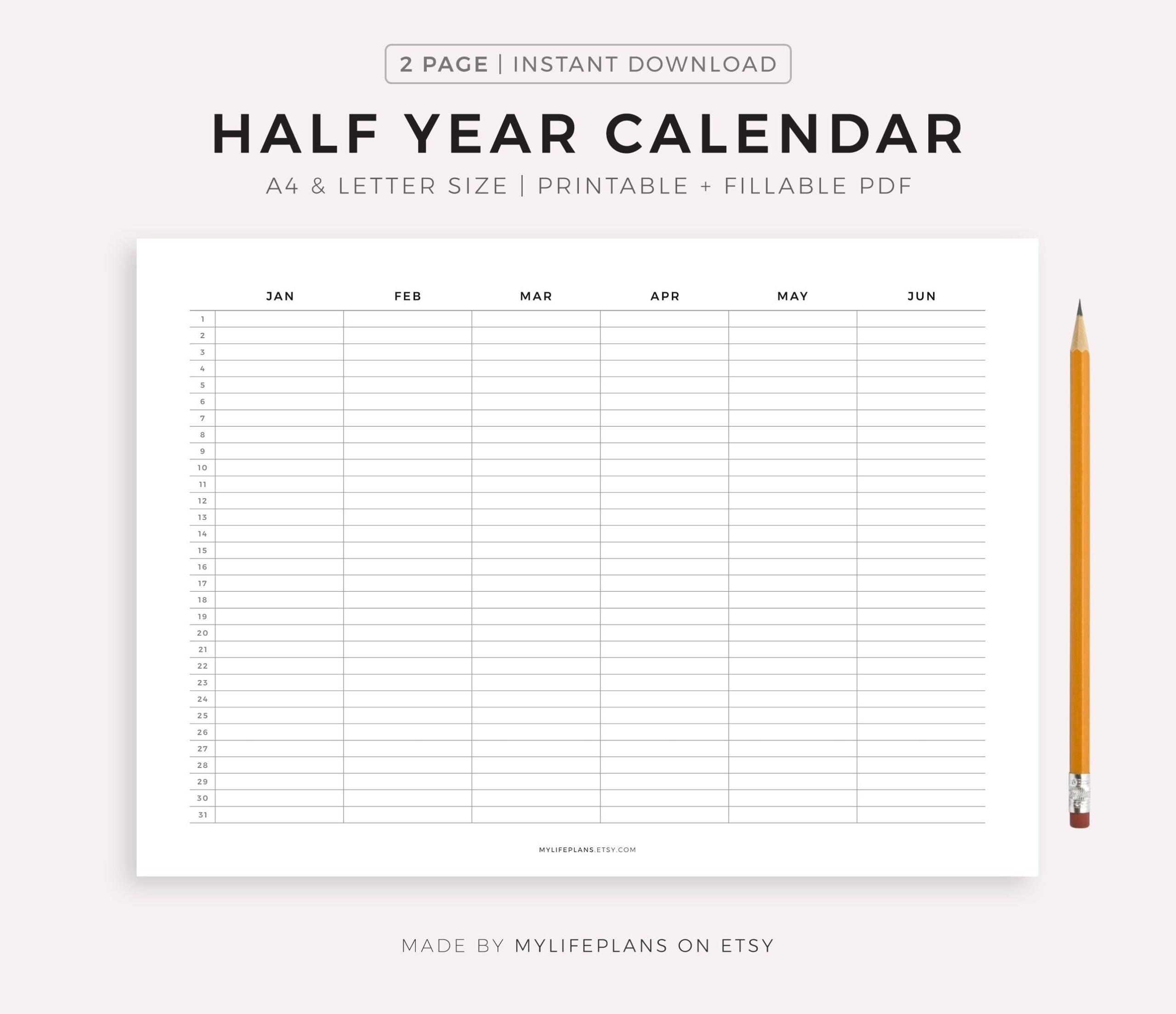 Printable Calendar Half Page