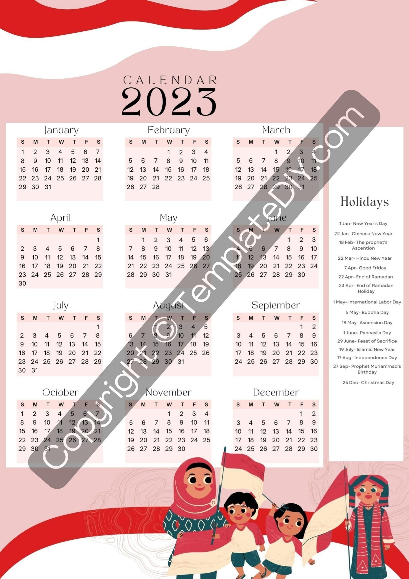 Printable Calendar 2023 Indonesia