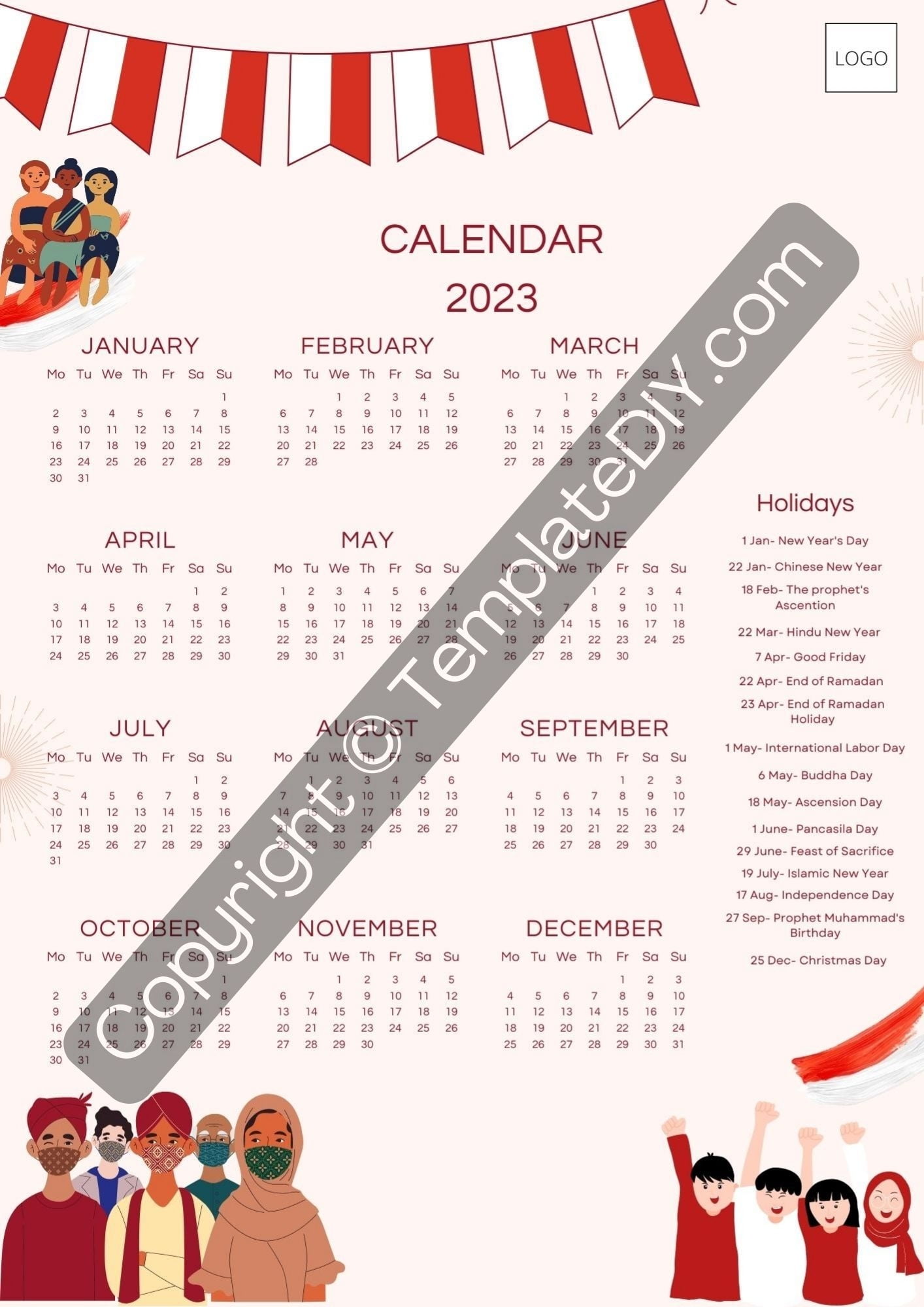 Printable Calendar 2023 Indonesia