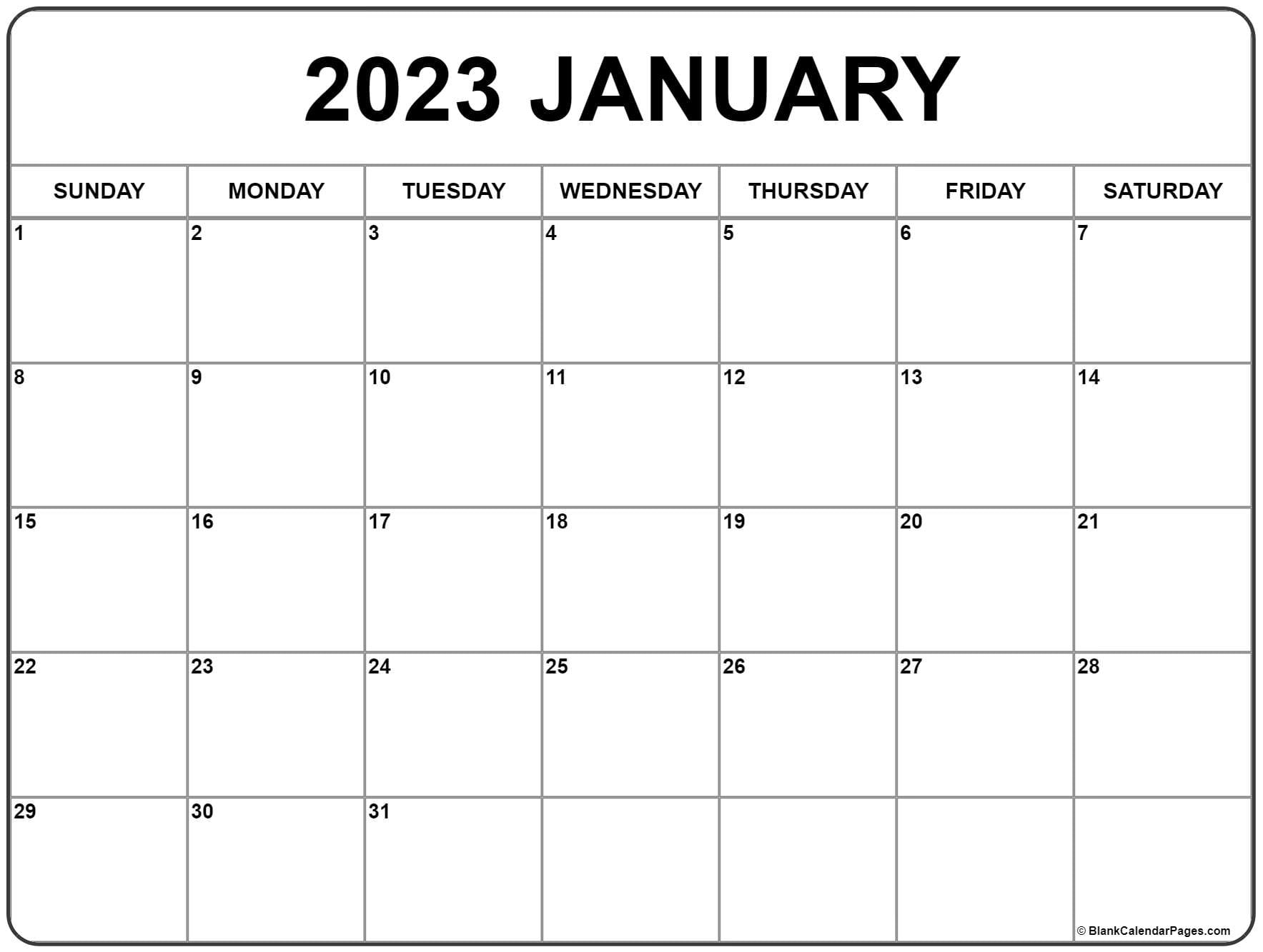 Printable Calendar 2023 Blank
