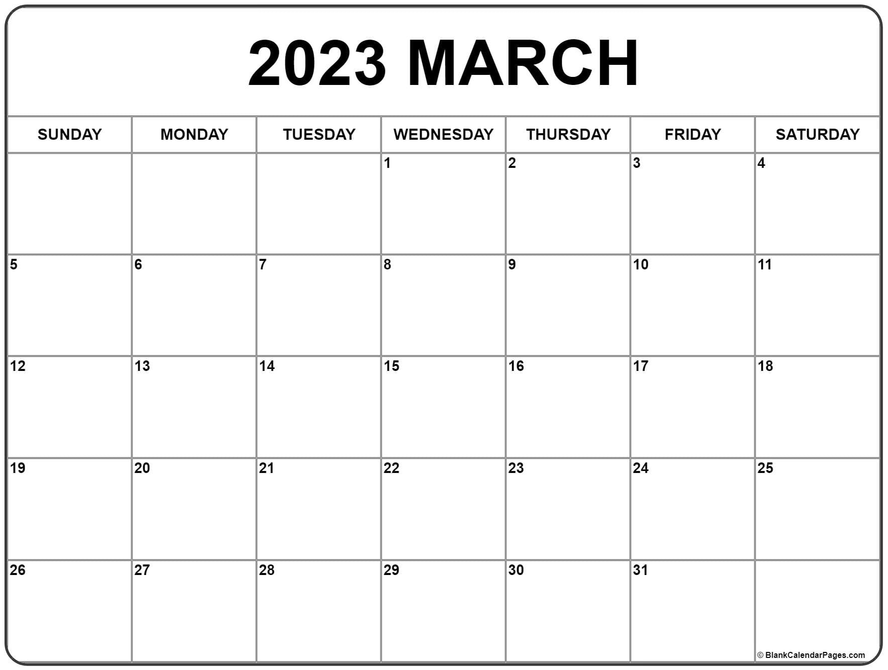 Printable Calendar 2023 March