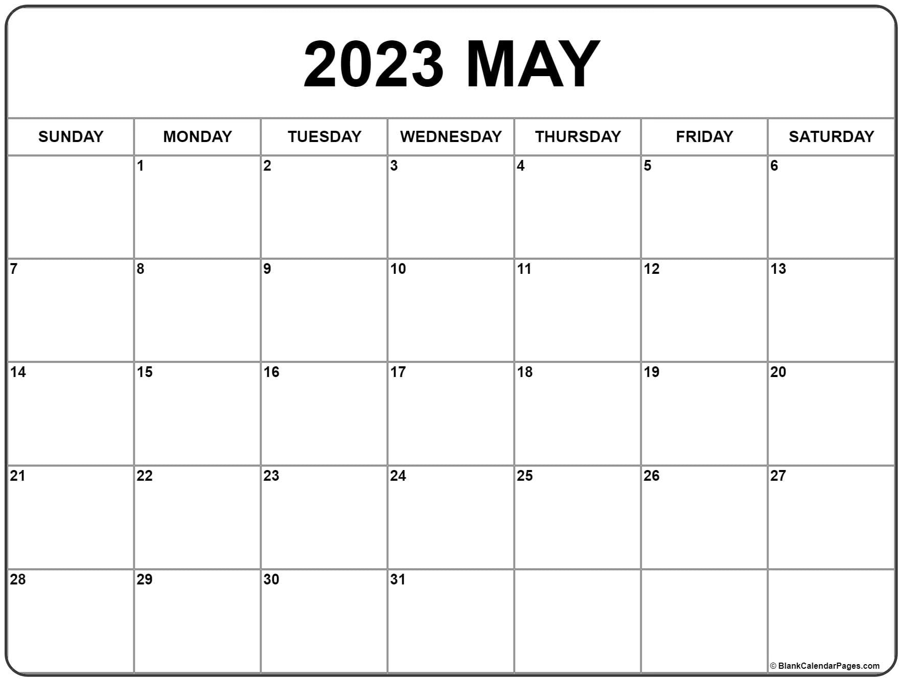 Printable Calendar 2023 May