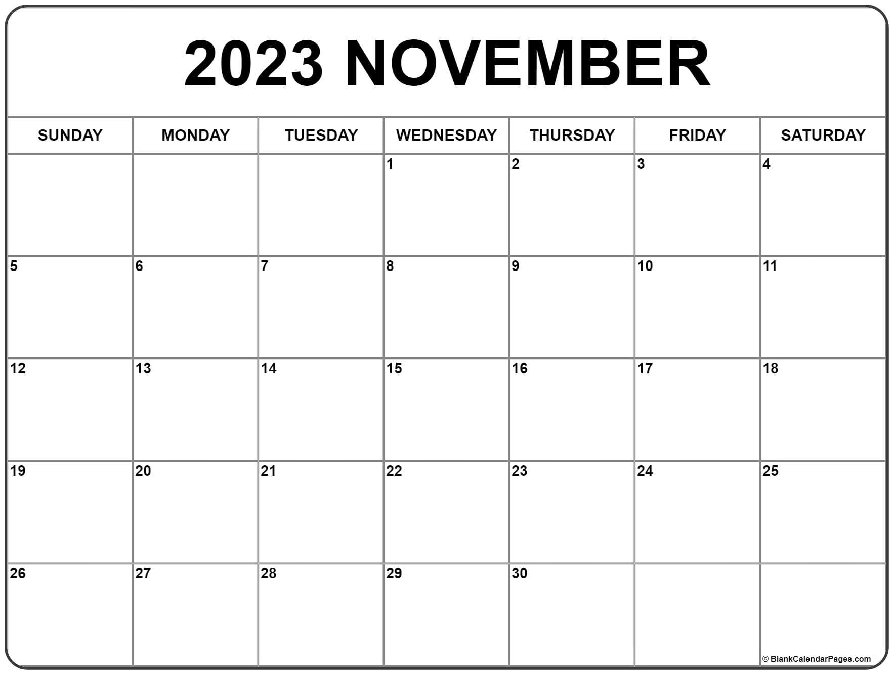 Printable Calendar 2023 November